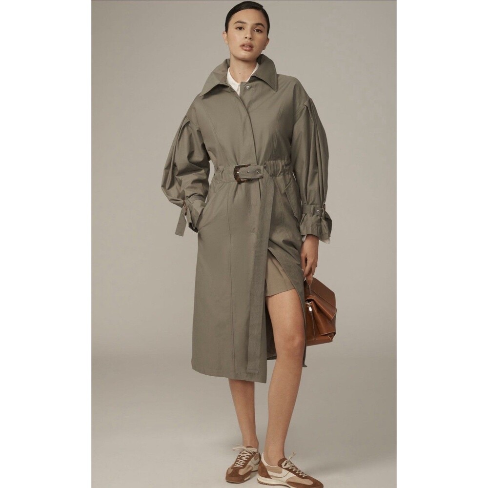 Anthropologie Trench Coat Belted Jacket Moss Preppy Retro Boho Comfy Size XS NWT